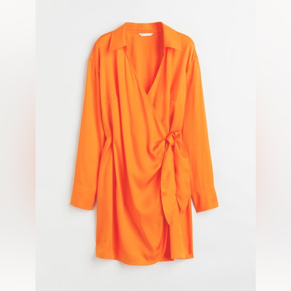 New With Tags Satin Wrapover shirt dress